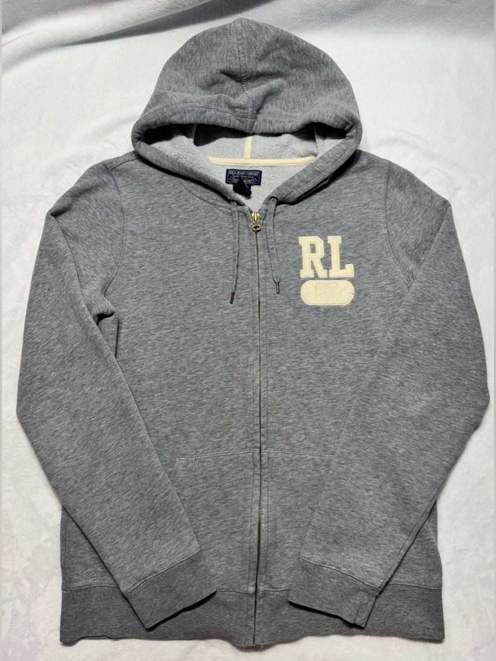 Unisex Polo Jeans Company Ralph Lauren Gray Fleece Full Zip